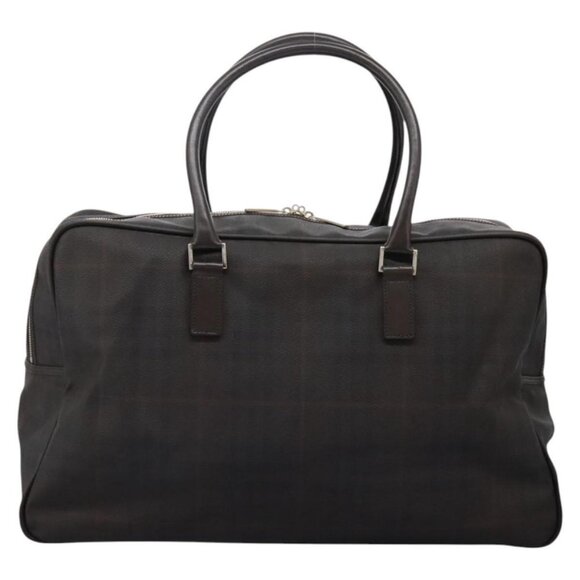 BURBERRY Nova Check Boston Bag PVC Leather Brown Silver Auth ep8729 - Picture 2 of 16